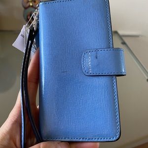 Coach Blue Oxford Saffiano Leather Phone Wristlet 62182 Wallet